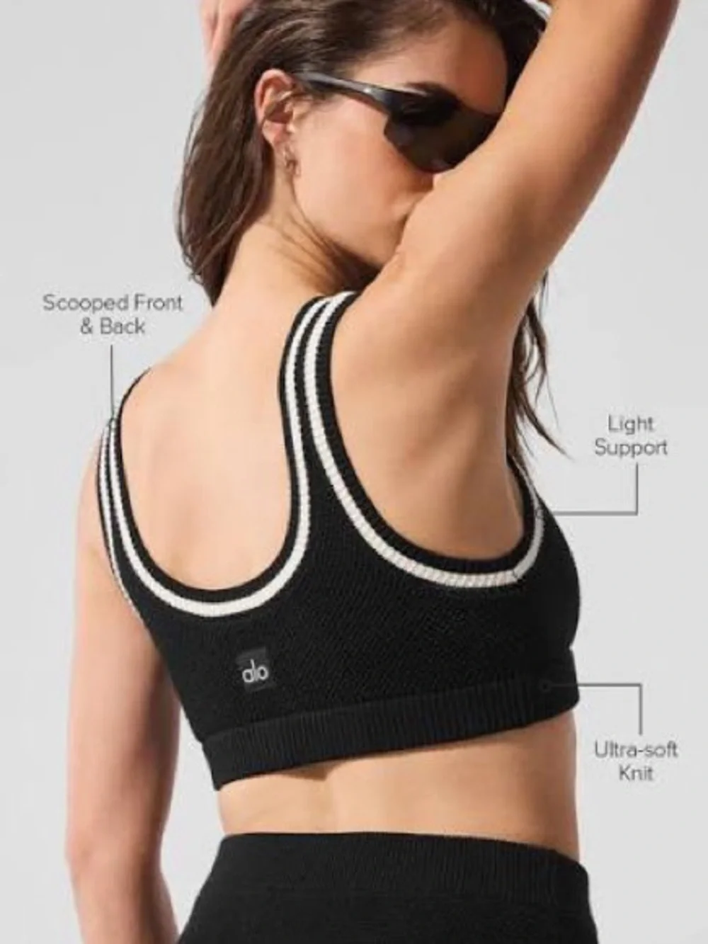 ALO Yoga NWT tennis club knit black ivory set bra and skirt